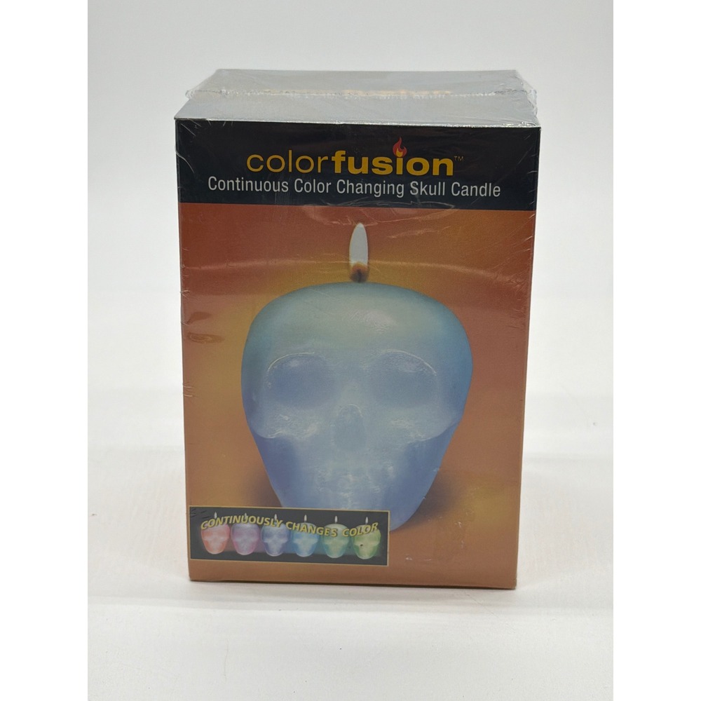 Colorfusion Continuous Color Changing Skull Candle Halloween Decor NIB 2006